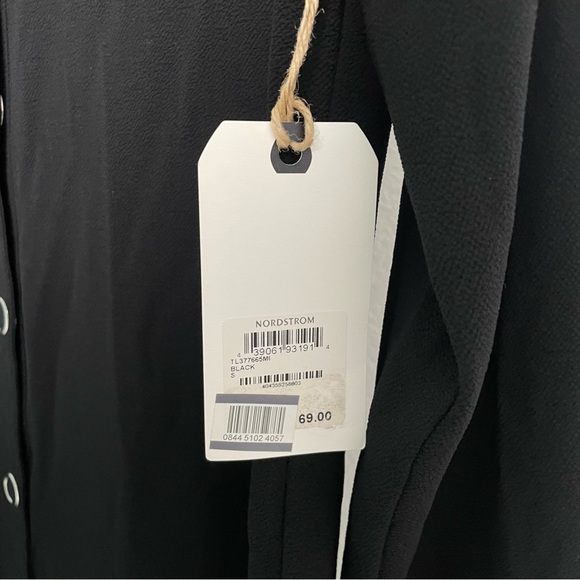 Nordstrom Leith Black Snap Front Long Sleeve Tunic Top Size Small NWT - Picture 12 of 12